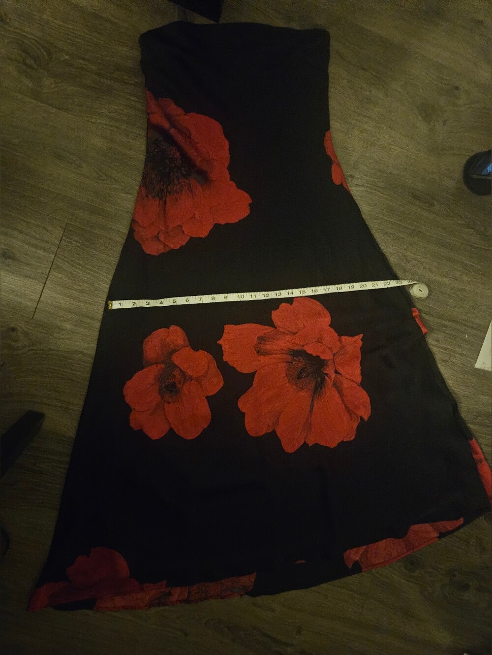 Francesca's Collections Black Strapless Slip Dress with Red Floral Print - Picture 6 of 6